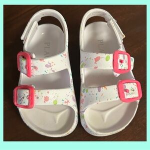 The Children's Place White Sandals with Pink Buckles